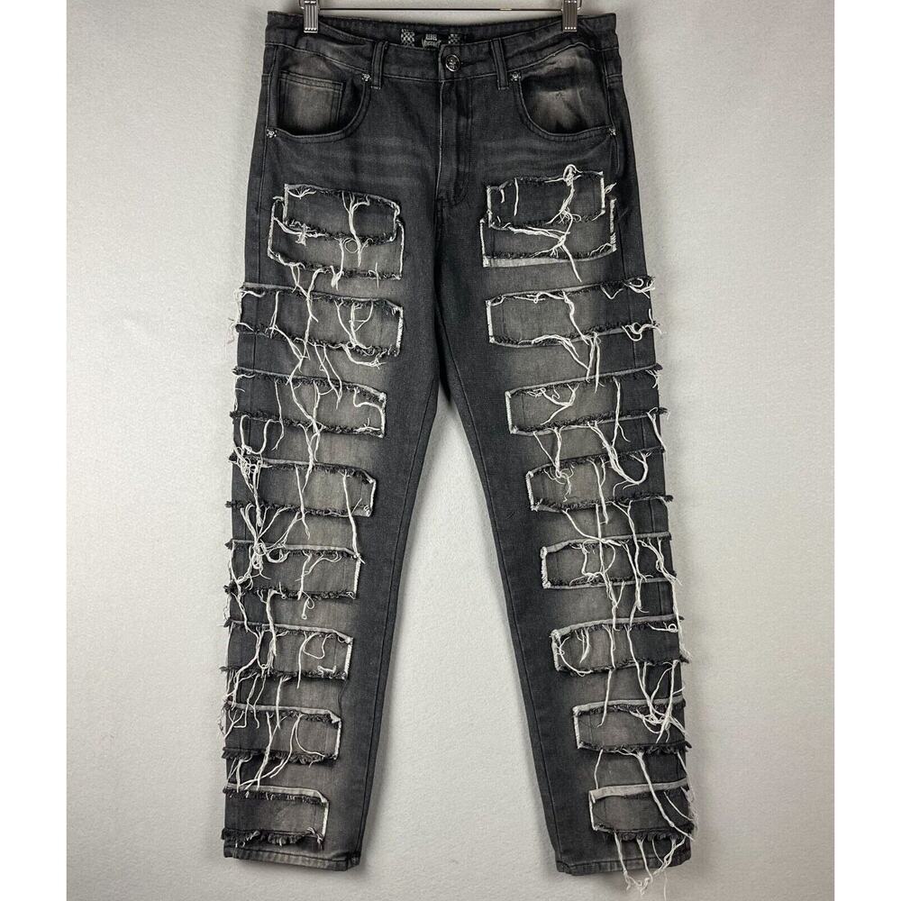 Vintage Rebel Vengeance Distressed Jean Mens 32x32 Black Rock Goth Grunge READ
